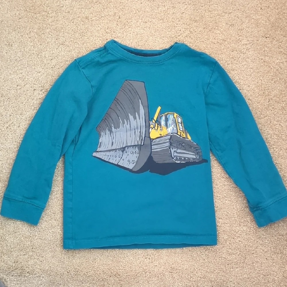 Gymboree Teal Long Sleeve with Yellow Bulldozer
